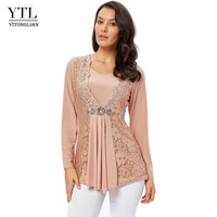 YTL размера плюс женская блузка винтажная весна осень Цветочный кружевной топ хлопок с длинным рукавом Туника блузка рубашка 6XL 7XL 8XL H025 32833710878