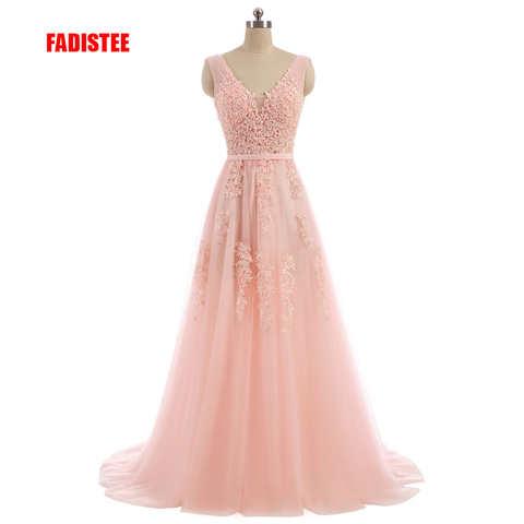 Женское длинное вечернее платье, розовое кружевное платье с V-образным вырезом Вечерние открытой спиной, с бусинами, на шнуровке, платья для выпускного с жемчугом 32835233205
