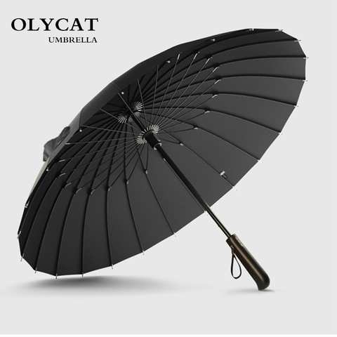 Ветрозащитный зонт от дождя, качественный, прочный, 24 К, стекловолоконный каркас, зонтик с длинной деревянной ручкой, женский, мужской 32837865808