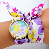 Shsby брендовые уникальные женские наручные часы с цветочным рисунком, модные женские наручные часы высокого качества, часы из ткани, милые наручные часы для девочек 32838834813