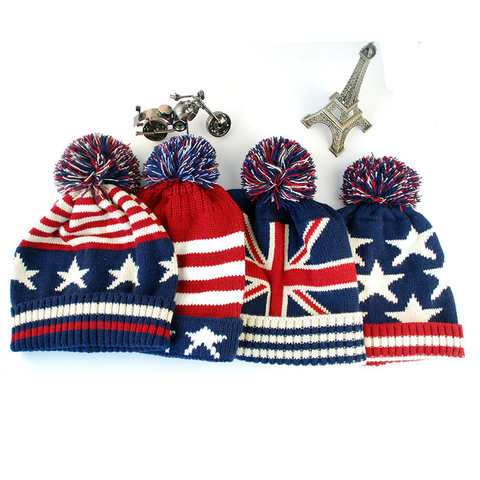 Мужская зимняя вязаная шапка с помпоном для женщин, Повседневная унисекс шапка в британском и американском национальном стиле 32839015111