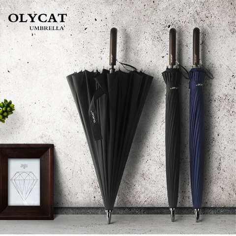 OLYCAT-большой зонт от дождя для мужчин и женщин, ветрозащитный, Мужская трость, зонт для гольфа, тростник, 24K 32839894972