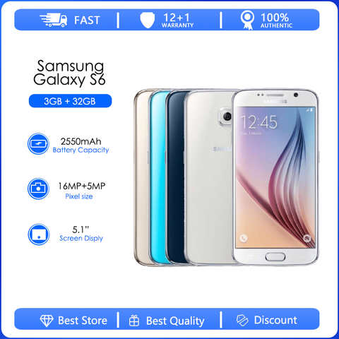 Восстановленный Оригинальный смартфон Samsung Galaxy S6 G920F G920A G920T G920V 4G LET Phone Восьмиядерный 5,1 дюймов 16 МП 3 ГБ ОЗУ 32 Гб ПЗУ 32840379666
