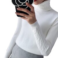 Женский трикотажный пуловер, плотный облегающий джемпер в рубчик с длинным рукавом, мягкий, теплый, для зимы, Трикотажная майка 32840579062