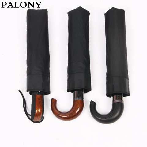 PALONY-Автоматический деловой Зонт с изогнутой ручкой для мужчин, мужские ветрозащитные черные Большие автомобильные зонты, зонтик от дождя, бренд 32841295350