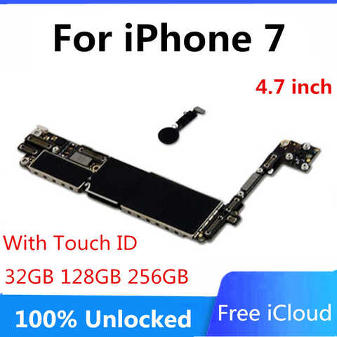 Материнская плата для iphone 7 с Touch ID/без Touch ID 32 Гб 128 ГБ 256 ГБ, 100% оригинал, бесплатный iCloud для iphone 7, логические платы 32841711528