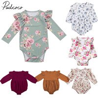 2022 Новый Детский комбинезон с длинным рукавом-бабочкой для новорожденных девочек, наряды, комбинезон, Цветочная одежда 32843334336