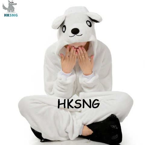 Пижама-кигуруми HKSNG, флисовая Пижама-Кигуруми для взрослых с изображением белого медведя, Комбинезоны для косплея, Рождественский подарок 32848131939