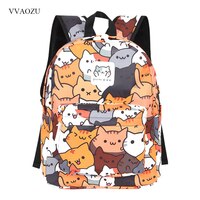 Женский рюкзак с мультяшным принтом аниме Neko atsum, дорожный рюкзак для девочек и мальчиков, сумка на плечо с принтом милого кота для подростков 32848462306