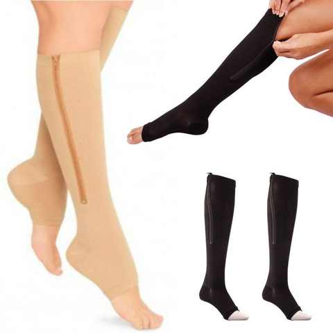 Компрессионные чулки на молнии с поддержкой ног, спортивные мужские Компрессионные носки на молнии, женские облегающие чулки для сна, красивые носки для ног 32848811063