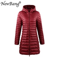 NewBang Брендовые женские пуховики, женское длинное зимнее теплое пальто, женский ультра легкий пуховик с сумкой для транспортировки, женские пальто 32850990888