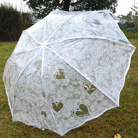 Складной зонт от дождя Женский, белый прозрачный водонепроницаемый зонт из пластика, с прозрачным кружевом, на свадьбу, с 8 ребрами, зонтики для активного отдыха 32851367347