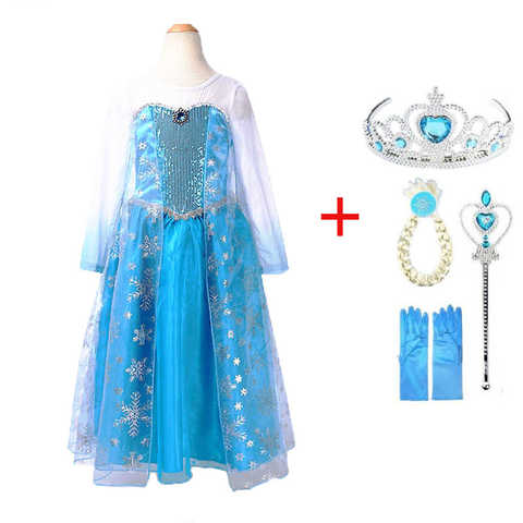 Платья для девочек; Летняя брендовая одежда для маленьких детей; Платье принцессы Анны и Эльзы; Карнавальный костюм Снежной Королевы; Вечерние платья для детей на Хэллоуин 32856726518