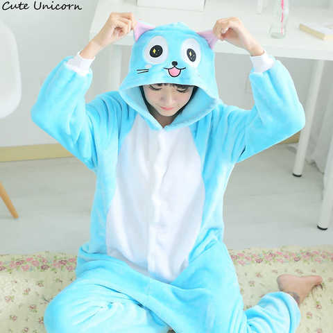 Высококачественная Пижама унисекс для взрослых и женщин, с рисунком счастливого кота, пижамы, кигуруми, пижамы, мультяшный зимний косплей, косплей 32857777186