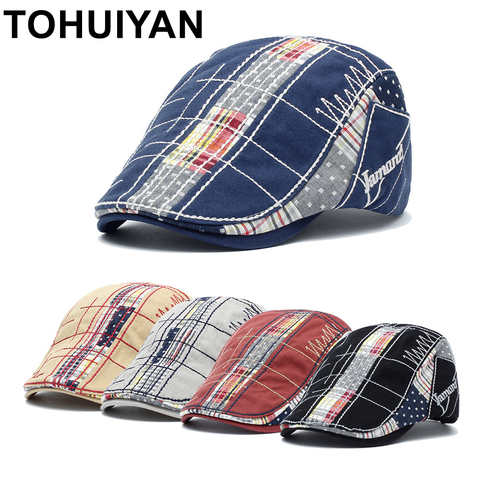 Кепка TOHUIYAN, хлопковая, в клетку, мужская, повседневная, плющ, Утконос, козырек, таксист, летняя кепка, плоская кепка, Женская кепка, 2021 32861338175
