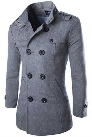 Высококачественное шерстяное пальто, Мужская двубортная Длинная ветровка в британском стиле, новая осенне-зимняя шерстяная куртка, мужское серое и черное пальто, 4XL 32870792009