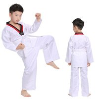 Белая униформа для тхэквондо WTF Karate Judo Taekwondo Dobok одежда для детей и взрослых унисекс Одежда TKD с длинным рукавом 32876834678