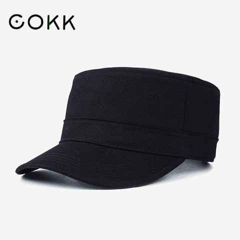Кепка COKK, из головные уборы для мужчин и женщин хлопка, однотонная, черная, Армейская, плоская, регулируемая, большого размера 32879717244