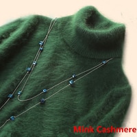 2022 зимний женский свитер 100% норковая кашемировая водолазка вязаный джемпер Женские однотонные мягкие теплые пуловеры с длинным рукавом женский 32880405142