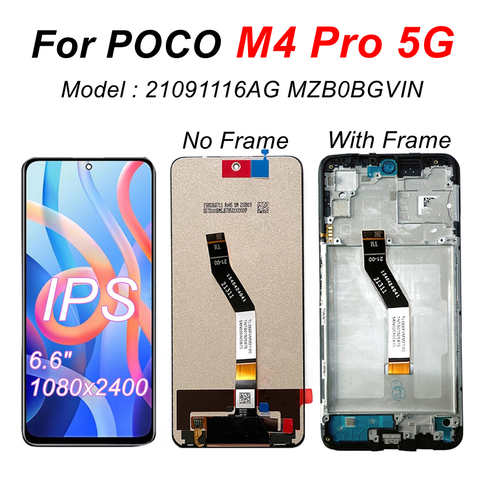Экран для Xiaomi POCO M4 Pro 5G, ЖК-дисплей, сенсорный экран, панель с рамкой, замена, ремонт, запасные части 21091116AG 32880613810