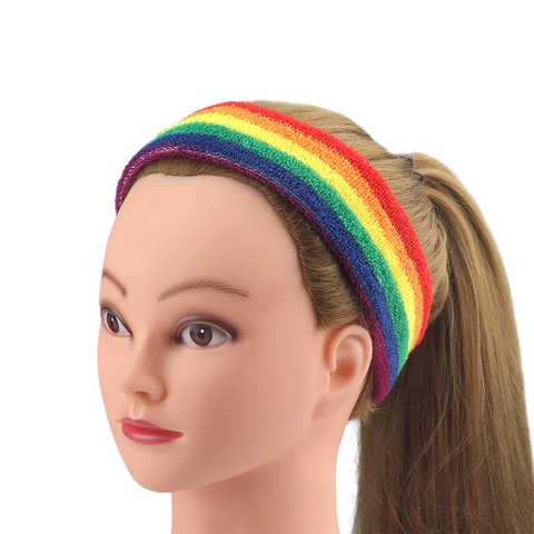 Женский и мужской Радужный цветной ободок для фитнеса и йоги, широкая эластичная повязка на голову, аксессуары для волос, повседневная повязка на голову 32881376110