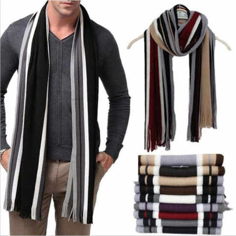 Лидер продаж, мужской кашемировый шарф, зимняя теплая мягкая бахрома, полосатая кисточка, длинная шаль, аксессуары для обертывания 32888609409