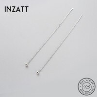 Минималистичные висячие серьги INZATT из серебра 925 пробы, Изящные Ювелирные изделия, длинные висячие серьги с блестящими бусинами металлическую цепь с кисточкой, подарок 2018 32891689968