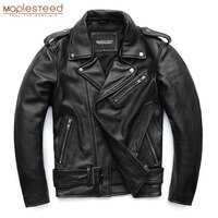 Мужская кожаная куртка MAPLESTEED, черная классическая мотоциклетная куртка из 100% натуральной воловьей кожи, толстая мотоциклетная куртка с рукавами 61-69 см, 8XL, м192, для зимы, 32906208750