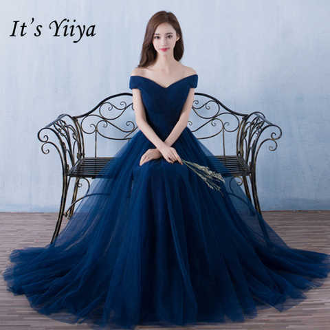 Женское вечернее платье It's Yiiya, длинное синее Тюлевое платье для подружки невесты, на свадьбу, элегантные платья невесты, DSYA003, размера плюс 32907556157