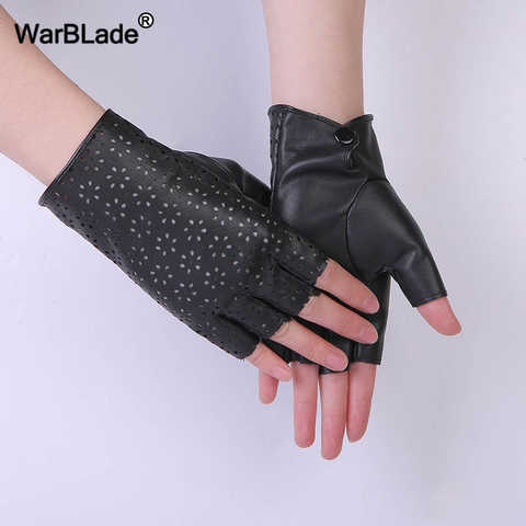 Перчатки WarBLade женские, дышащие митенки без пальцев, из мягкой кожи, черные 32912653881