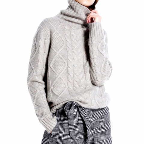 Женский свитер-водолазка из овечьей шерсти, с длинным рукавом 32912859398