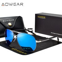 Солнцезащитные очки AOWEAR поляризационные для мужчин и женщин, зеркальные солнечные авиаторы 32920160347