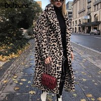 Роскошные Модные леопардовые Длинные куртки с мишкой Тедди женские пальто 2023 зимняя плотная теплая верхняя одежда брендовая модная женская шуба из искусственного меха 32921631865