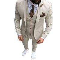 Новейший дизайн пальто и брюк бежевый мужской костюм смокинг для выпускного вечера облегающий костюм из 3 предметов свадебные костюмы для жениха для мужчин индивидуальный Блейзер Terno Masuclino 32922322308