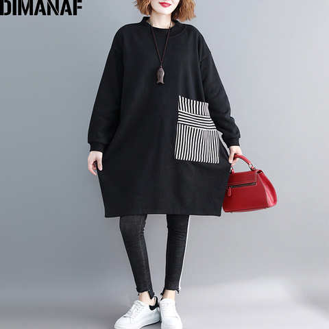 Женская толстовка с капюшоном DIMANAF, свободный винтажный пуловер черного цвета, составного кроя, Осень-зима 2021 32922346753