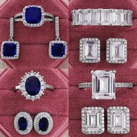 Турецкие роскошные розовые синие серебряные цветные серьги-кольца, свадебные ювелирные изделия Dubai Свадебные украшения для женщин J4743 32927763407