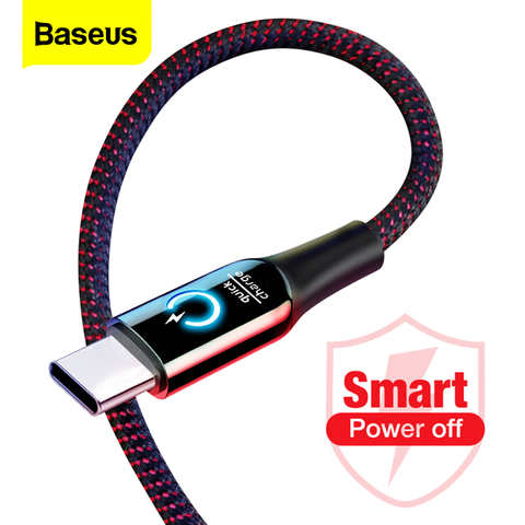 Baseus 3A смарт-выключение питания USB Type C кабель быстрой зарядки Type-c кабель для Samsung S10 S9 Note 10 Oneplus 7 6t 6 USB-C USBC кабель 32933450662