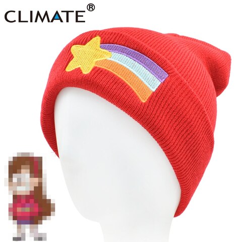 Шляпа CLIMATE Mabel Pines для девушек, Женская Зимняя Красная шапка, теплая вязаная шапка Mabel Dipper, красная звезда, Красивая Красная шапка 32937192147