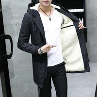 Мужская ветровка, длинная парка, корейский стиль, теплый анорак с капюшоном, Хлопковая мужская одежда, флисовая мужская зимняя куртка 32938932972