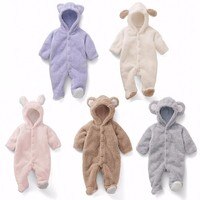 Комбинезоны для новорожденных, Осень-зима, теплый флисовый костюм для маленьких мальчиков, одежда для маленьких девочек, комбинезон с животными, детские комбинезоны 32938943351