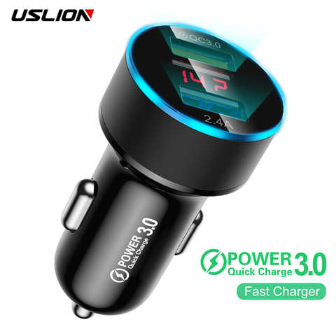 USLION Mini Dual USB Автомобильное зарядное устройство для телефона 24V 3A Зарядное устройство для мобильного телефона iPhone Быстрое USB-адаптер зарядного устройства для автомобиля Для планшетов 32947440143