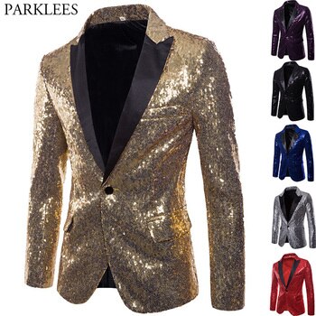 Блестящий блестящий пиджак с золотыми блестками, мужской блейзер для выпускного вечера, мужской костюм для сцены, одежда для певцов 32947723225