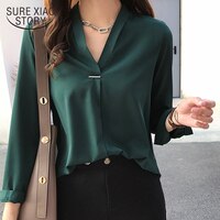 Женская шифоновая блузка рубашка с длинным рукавом Женские рубашки модные женские топы и блузки 2022 3XL 4XL размера плюс женские топы 1681 50 32951725253