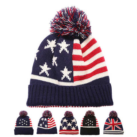 Мужская зимняя вязаная шапка с помпоном для женщин, Повседневная унисекс шапка в британском и американском национальном стиле 32954381925