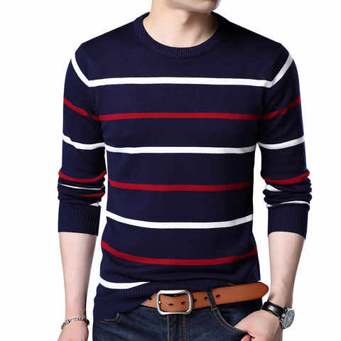Пуловер для мужчин, брендовая одежда 2022, осенне-зимний шерстяной приталенный свитер для мужчин, повседневный Полосатый пуловер, Мужская одежда, черный, белый, красный 32954430907