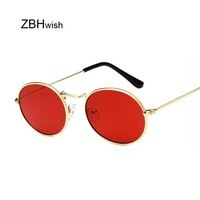 Солнцезащитные очки в стиле ретро UV400 женские, овальные Роскошные брендовые дизайнерские винтажные маленькие солнечные очки с черными, красными, желтыми линзами, 2019 32962556322