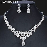 Jiayijiaduo модный серебристый цвет ожерелье серьги набор для невесты женское свадебное платье аксессуары Прямая поставка 32963394653