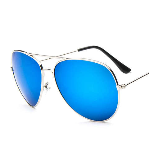 Солнцезащитные очки Мужские в металлической оправе, винтажные дизайнерские очки унисекс для мужчин и женщин, голубые зеркальные очки-авиаторы 32963716027