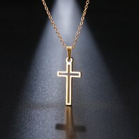 Ожерелье DOTIFI из нержавеющей стали для женщин, цепочка золотого и розового золота для влюбленных, ожерелье с крестом, небольшой крест, религиозные украшения 32964949400