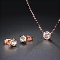 Классическое простое минималистичное круглое бриллиантовое ожерелье с кубическим цирконием, серьги, модные ювелирные изделия для женщин и девушек S370 32972303229